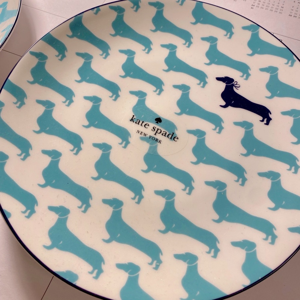 RARE! NWT Kate Spade x Lenox Wickford Dachshund Plates (set of 2)